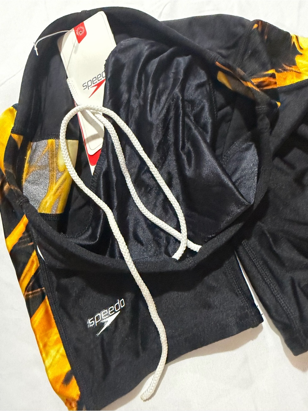 Speedo Black Swim Jammer with yellow fire Side Accents 30 12 years old - Picture 5 of 8